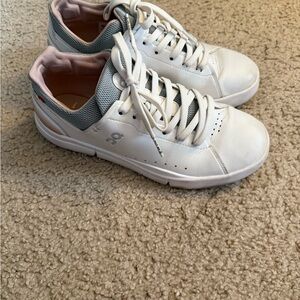 On Running White and Pink Women's Sneakers